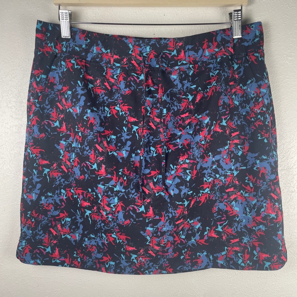 J Jill Fit Womens Abstract Print Active Skort Black Pink Blue Size‎ M